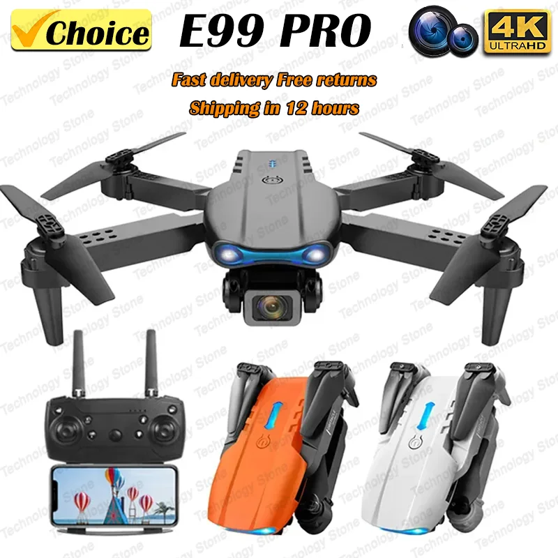 Drone Rc E99 Pro - K3 E99PRO ドローン デュアルHDカメラ搭載 - 折りたたみ式ミニクアッドコプター、ホールドモード、LEDナイトライト付きRC空撮玩具