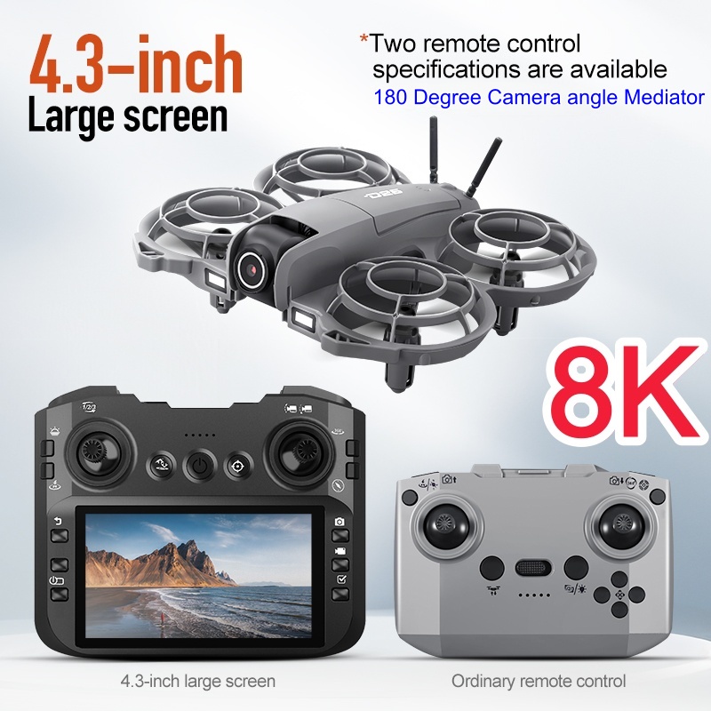 Drone Rc With Screen - 大型スクリーンリモコン付きRCドローン、8K HDカメラ搭載、オプティカルフローホバー、障害物回避機能付きリモコンドローンおもちゃ