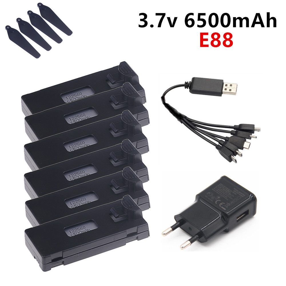 Drone Rc E99 Pro - 3.7V 6500mAhリポバッテリー E88 E88PRO E525 E99