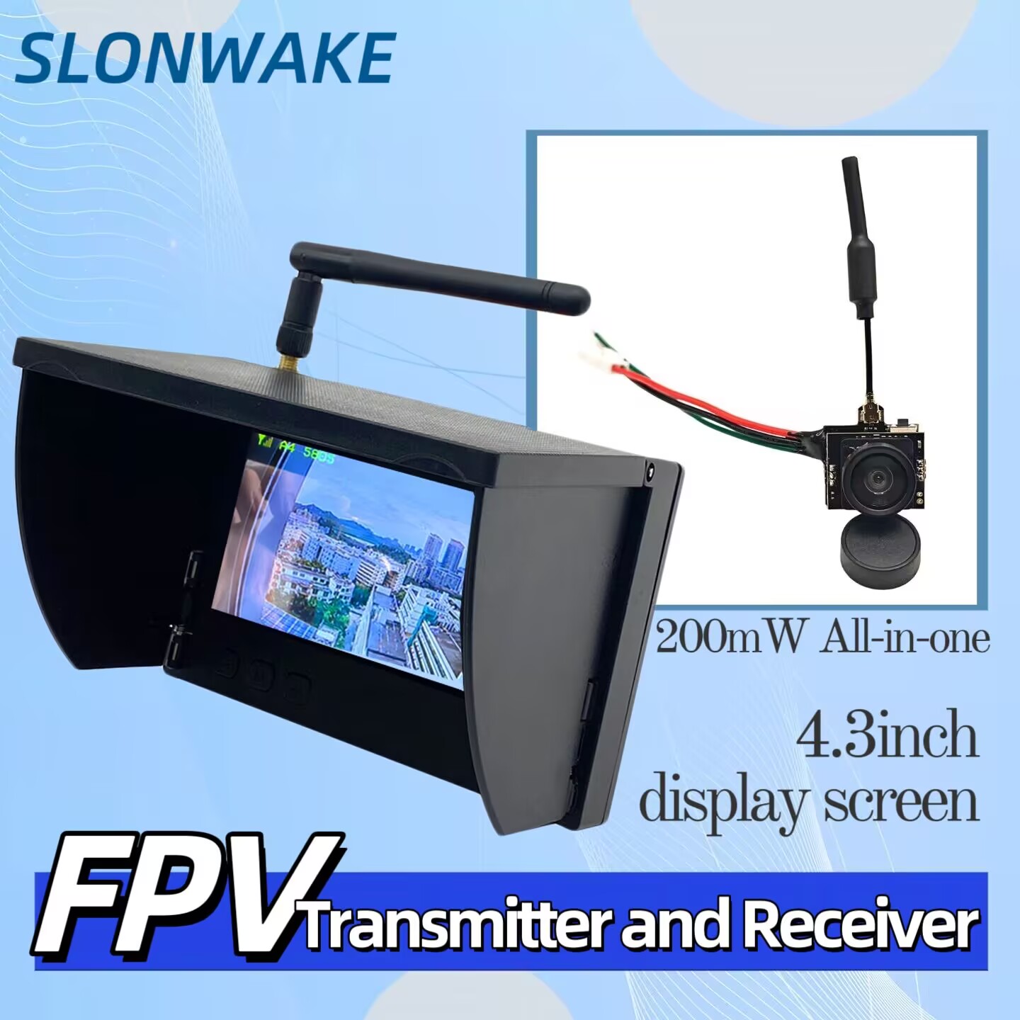 Drone Rc With Screen - SLONWAKE 5.8G アナログビデオ伝送カメラ 200mW オールインワン、FPV RC