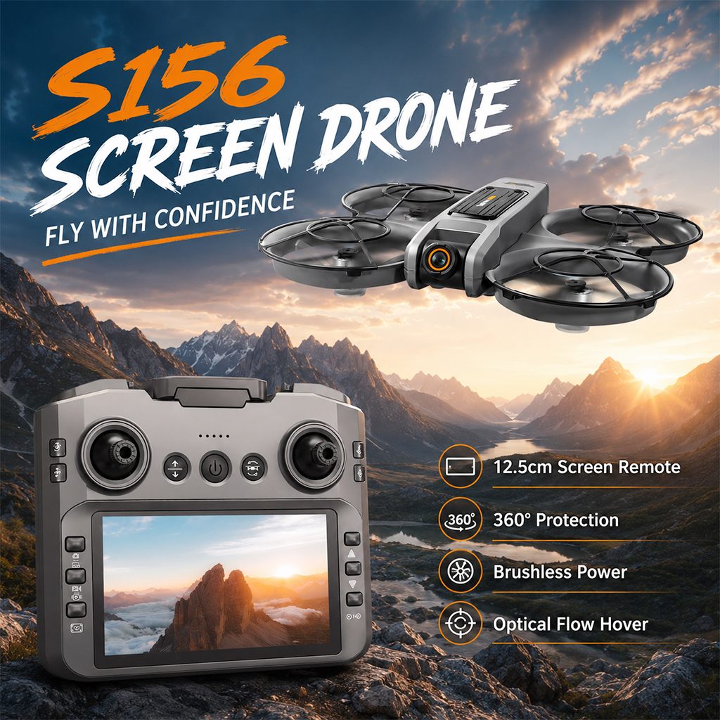 Drone Rc With Screen - ZNLYRION S156 RCドローン 8Kデュアルカメラ クアッドコプター 5.9インチスクリーンリモコン付き