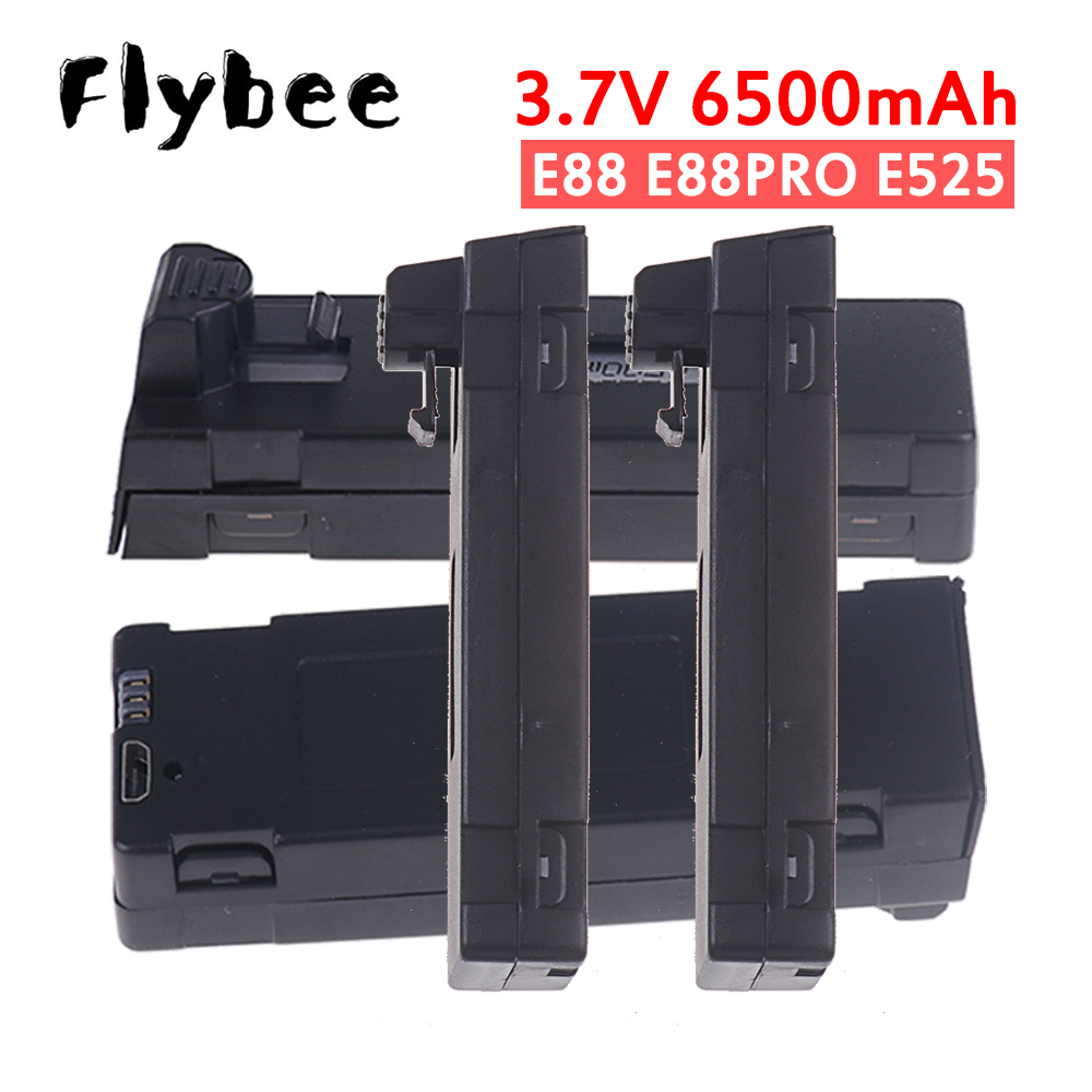 Drone Rc E99 Pro - 充電式3.7V 6500mAh E88PROバッテリーと充電器、RCドローンE88、E99、E99PRO、P1、K3、P10、A13、E525、RCクアッドコプター部品用バッテリー
