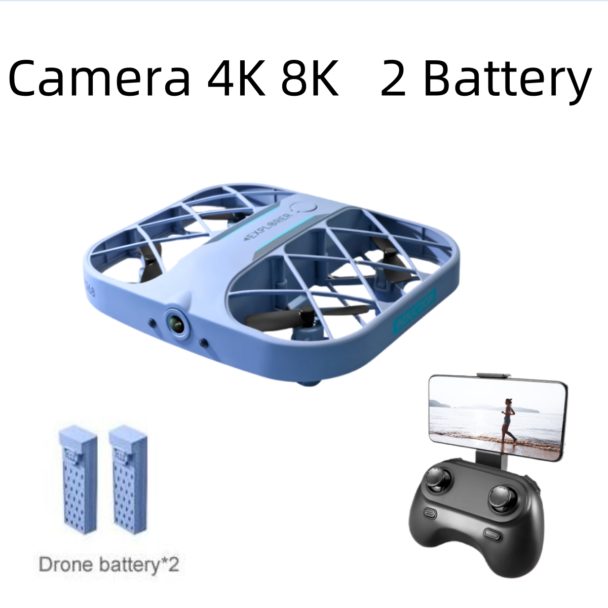 Drone Rc With Screen - JJRC H107 FPV RCドローン（バッテリー2個付き）、8K/4Kカメラ搭載クアッドコプター、リモコン付きドローン、男の子向けクリスマスプレゼント