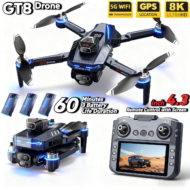純正GT8ドローン4KプロフェッショナルデュアルカメラFPV - Drone Gps Rc Tt36 のレビューと価格