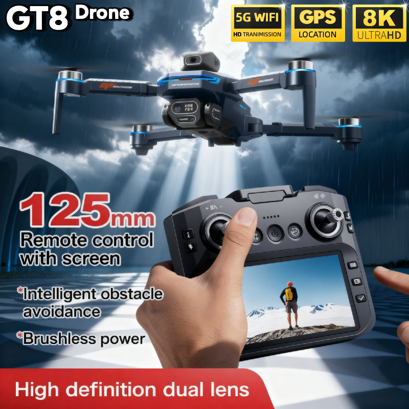 純正GT8ドローン4KプロフェッショナルデュアルカメラFPV - Drone Gps Rc Tt36 のレビューと価格