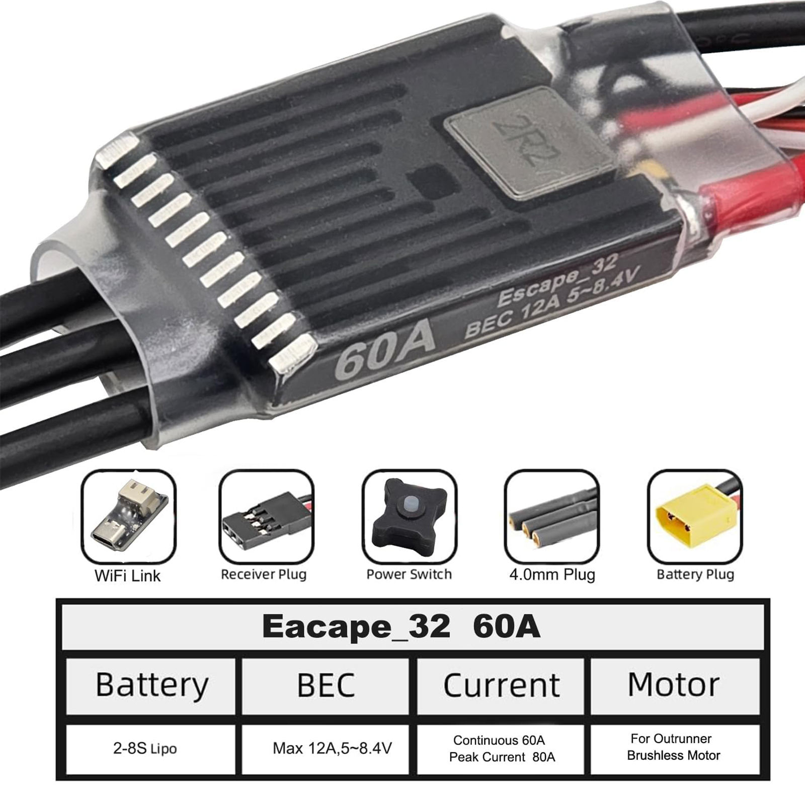 ゴースト ブラシレスESC 60A ESC、12A調整可能B - Esc 4In1 Brushless のレビューと価格